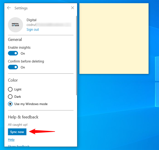 How to sync Sticky Notes manually in Windows 10