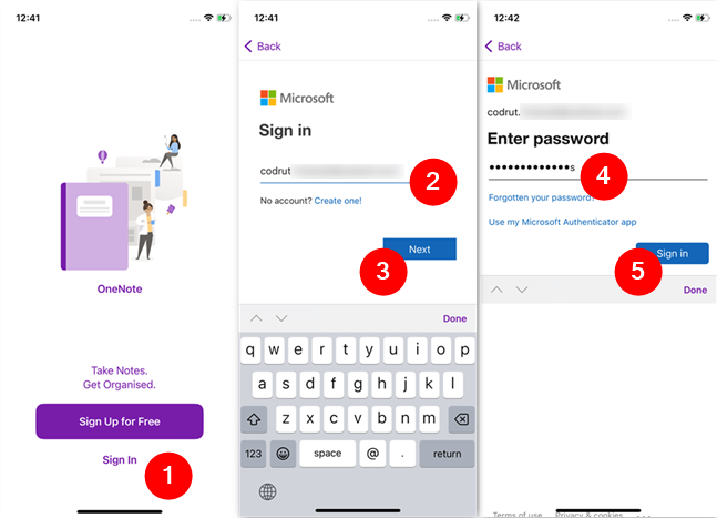 Signing into OneNote using your Microsoft account