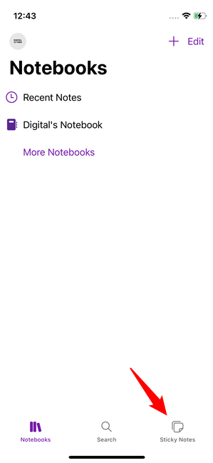 OneNote is ready and, at the bottom, you can find your Sticky Notes