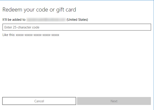 25 character code gift card