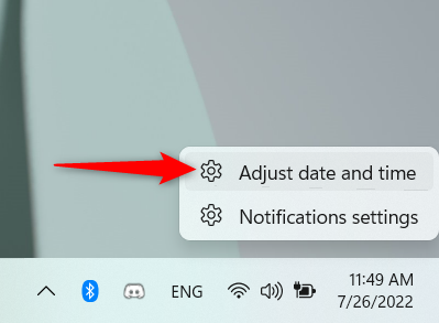 Access Adjust date and time from the right-click menu