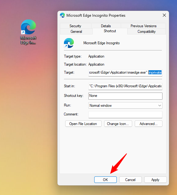 Saving a shortcut with parameters