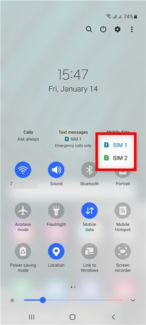 Select the default SIM card for mobile data