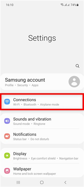 Access Connections from the Settings app