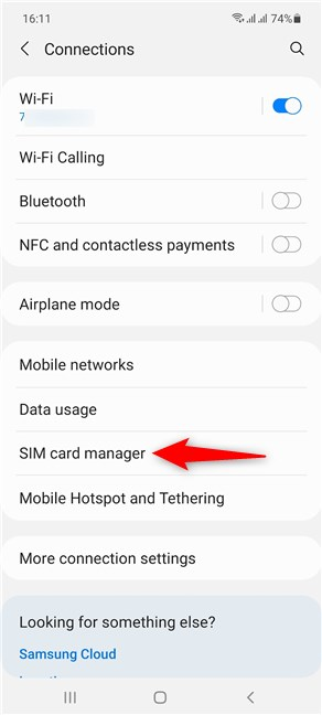 Tap on SIM card manager