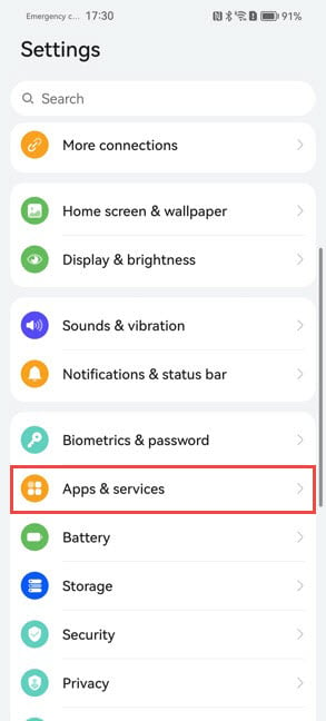 In the Settings app, tap Apps & services