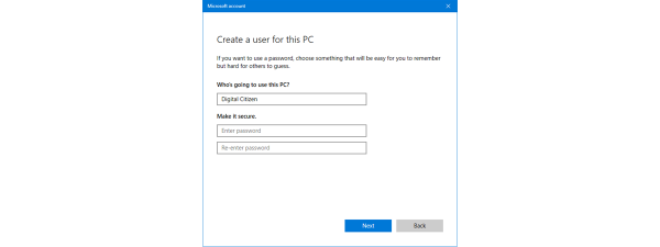 Windows 10 user account