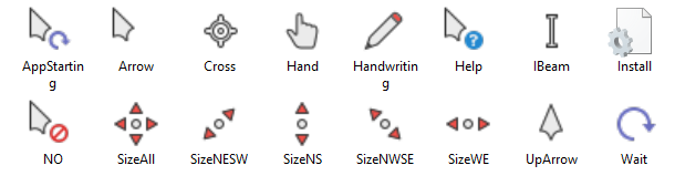 standard windows cursors