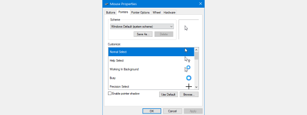 How to change the mouse pointer size, color, and thickness