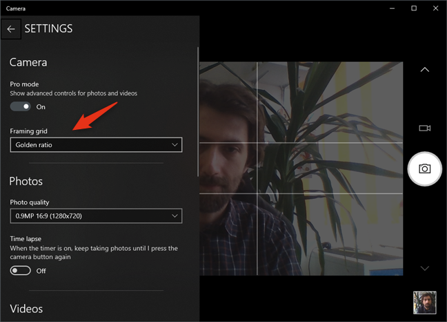 how to set default camera in windows 10