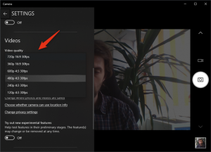 check webcam resolution windows 10