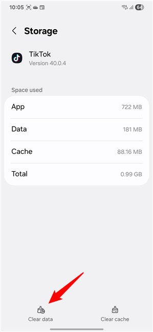 Tap the Clear data button