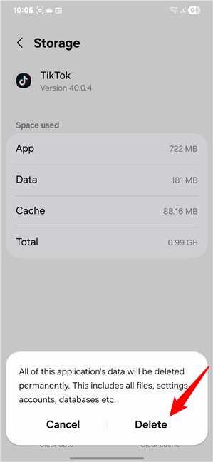 Confirm the app reset on your Samsung device