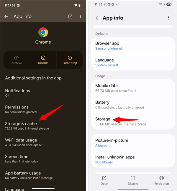 Open Chrome's Storage page