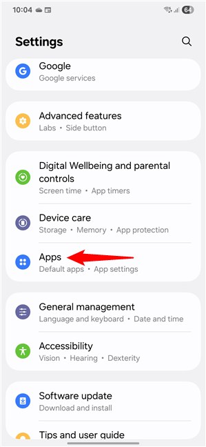 On your Samsung Galaxy, open Settings and go to Apps