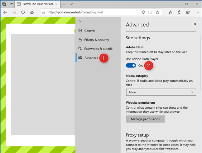 Use Adobe Flash Player in Microsoft Edge