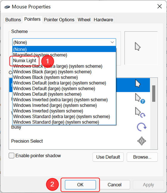 Install, change and customize Mouse Pointers & Cursors in Windows