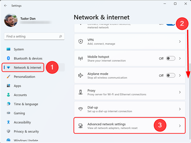 Click or tap on Advanced network settings to view all active network adapters and more