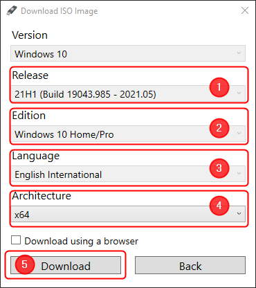 Configure the download, then confirm it by pressing Download