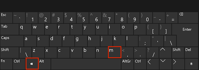 Use the Windows + M shortcut to minimize all windows