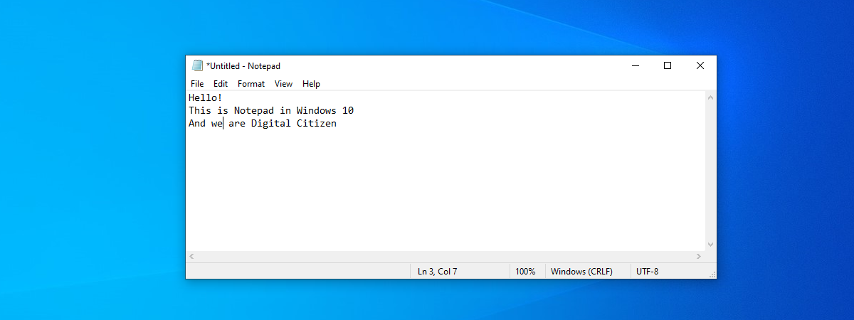 Notepad in Windows 10