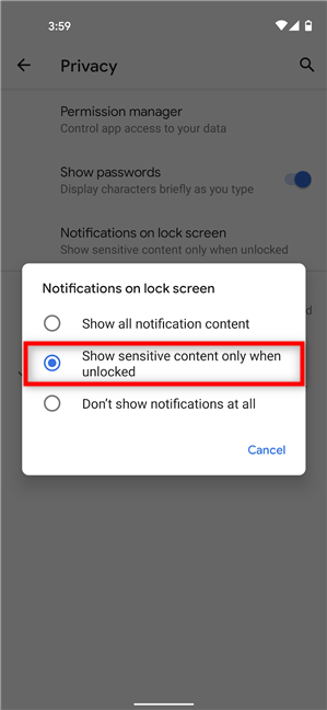 How to hide message content in the Notification bar