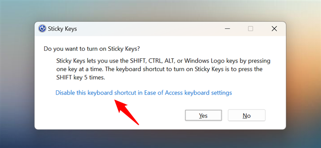 Disable this keyboard shortcut in Ease of Access keyboard settings