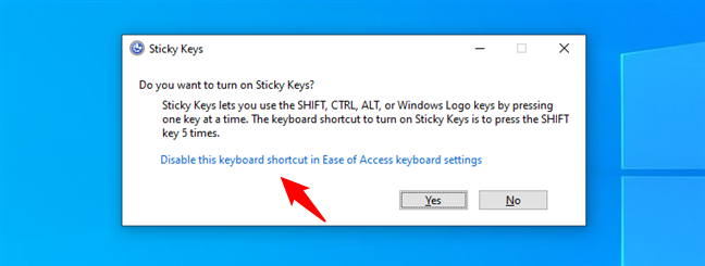 Disable this keyboard shortcut in Ease of Access keyboard settings