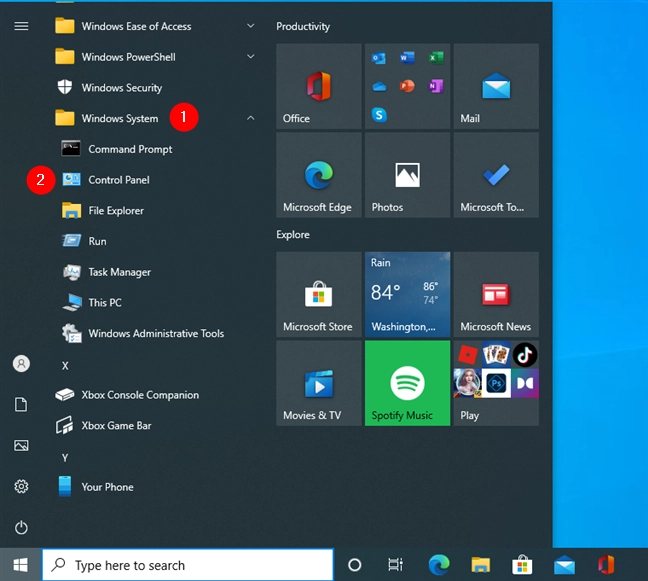 There’s a Control Panel shortcut in Windows 10’s Start Menu