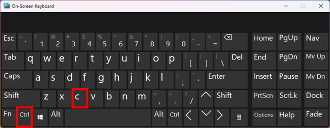 The Copy shortcut keys are Ctrl + C