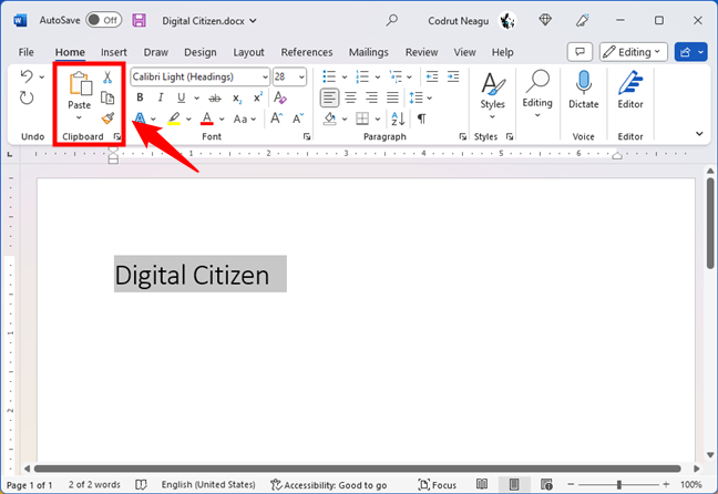 There are several Cut, Copy, and Paste shortcuts in Word's menu