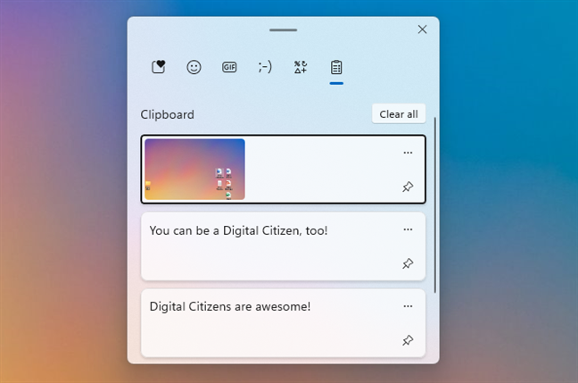 Use the Clipboard to paste older items