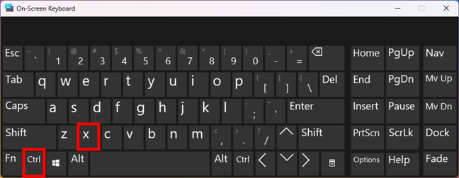 The Cut shortcut keys are Ctrl + X