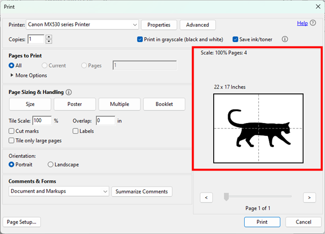 How to print an image or poster multiple pages - Citizen