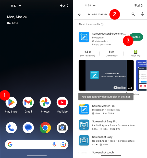 Use Google's Play Store to install Screen Master