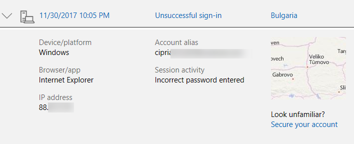 Microsoft, account, recent activity