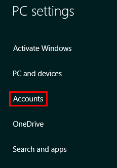 Windows 8.1, PC Settings, user, account, local, password, change