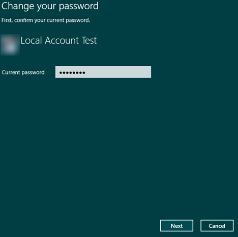 Windows 8.1, PC Settings, user, account, local, password, change