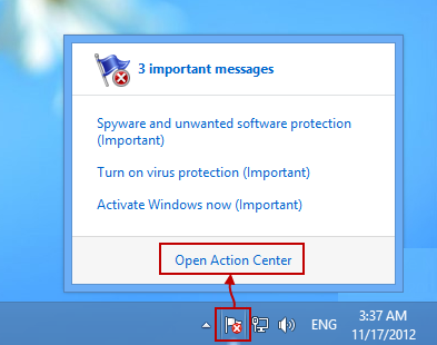 how to open action center in windows 10