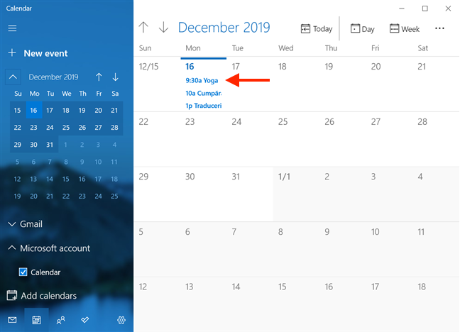 Clicking on an event from the Agenda may take you to the calendar for the current month