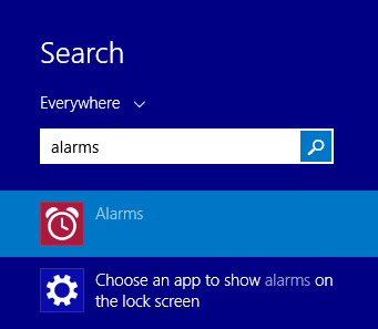 Windows 8.1, alarms, create, edit, turn off, delete