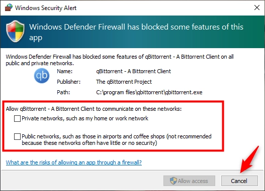 Choosing to firewall-block internet access for a certain app