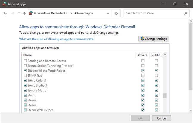 Allow apps to communicate through Windows Defender Firewall