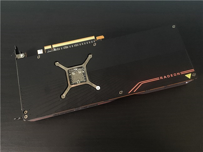 The backplate of the AMD Radeon RX 5700 XT