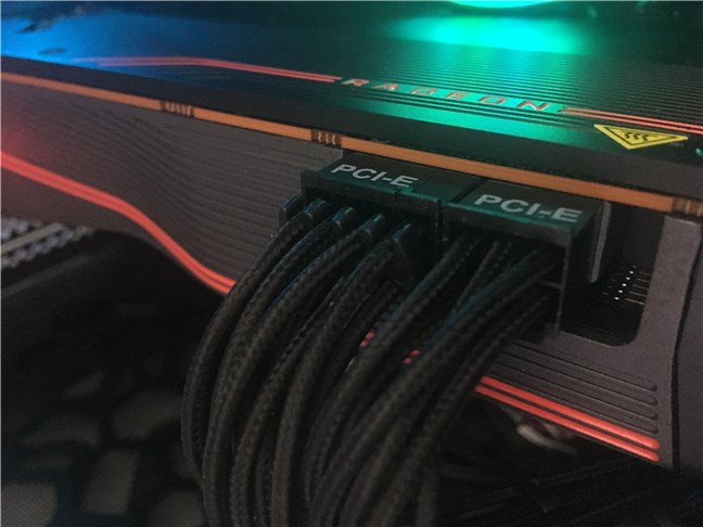 The additional power connectors on AMD Radeon RX 5700 XT