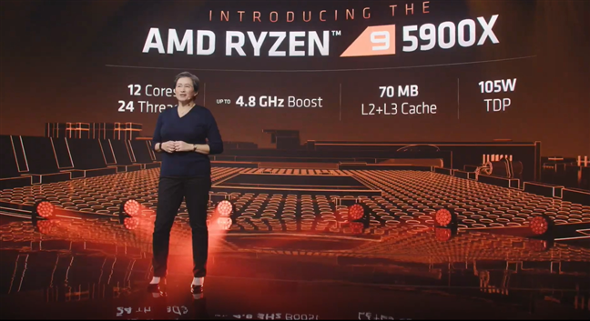 AMD's CEO, Lisa Su, introducing the AMD Ryzen 9 5900X