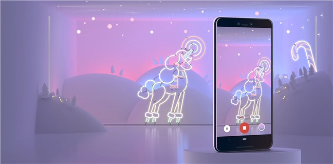 A Google Pixel 3 smartphone with an AMOLED display