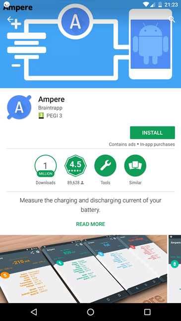 Ampere, Android, app, battery