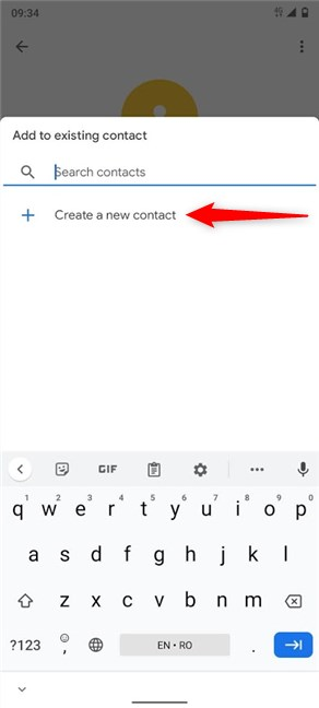 Choose to Create a new contact