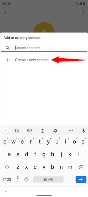 Choose to Create a new contact